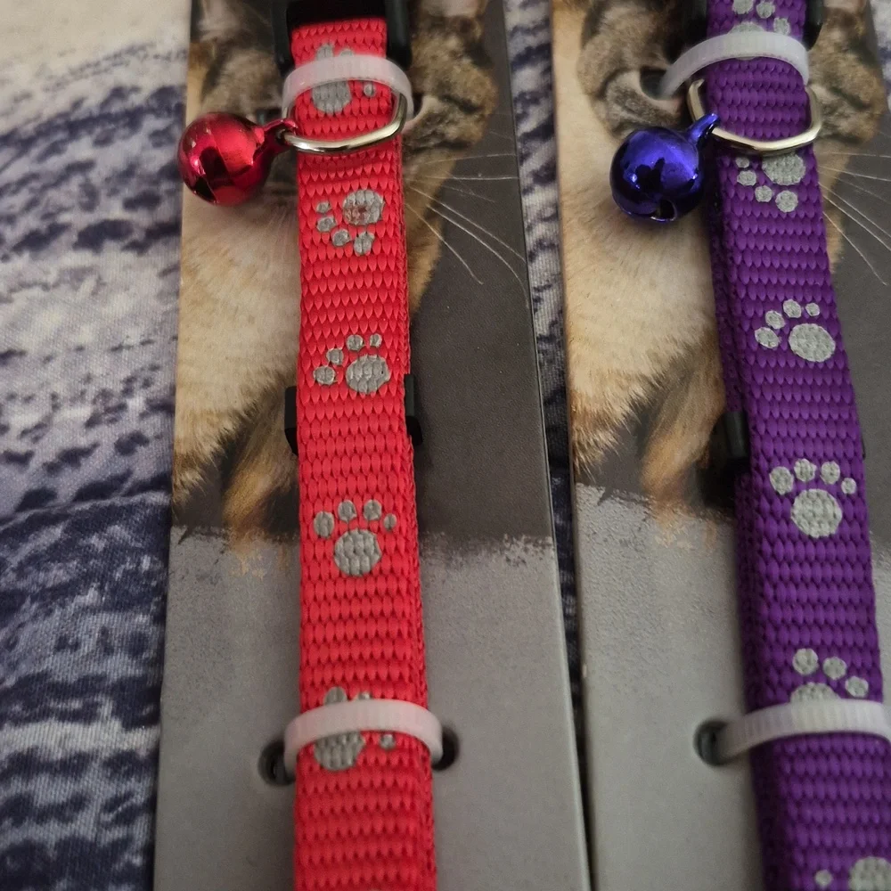 4 Pc Assorted Cat & Kitten Safety Collars w Bells NEW
